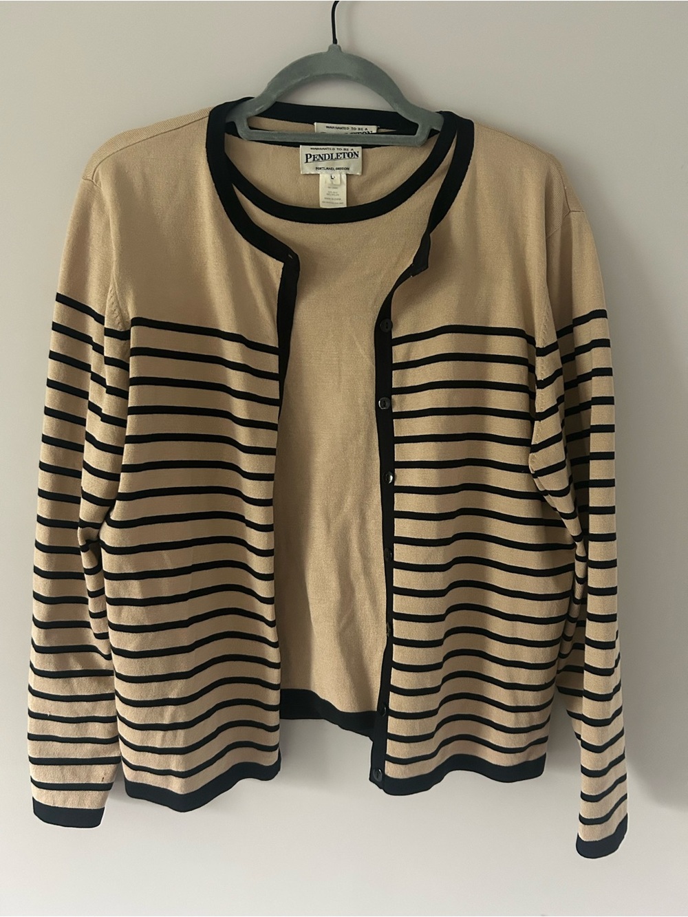 Pendleton Women's Silk blend Striped Cardigan Sweater Set with tank top